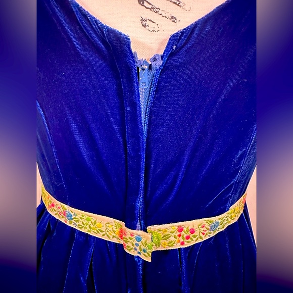 Vintage 1960s Evening Gown Velveteen Custom Dress Women’s Small Cobalt Blue - Picture 10 of 14